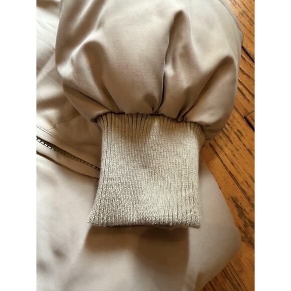 Shein Jacket Womens Large Beige Puffer Coat Zip Front Quilted Cropped Hem Warm - Picture 4 of 9